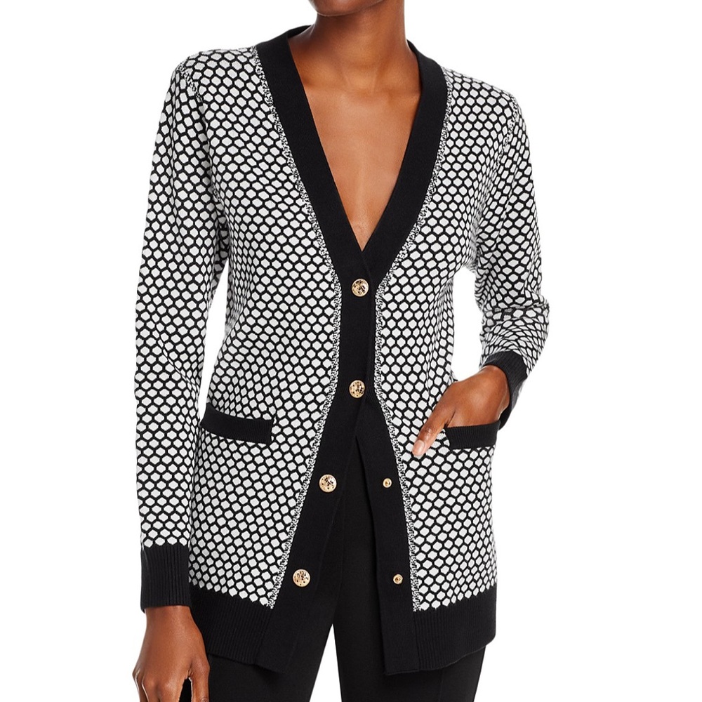 Sioni houndstooth button front cardigan